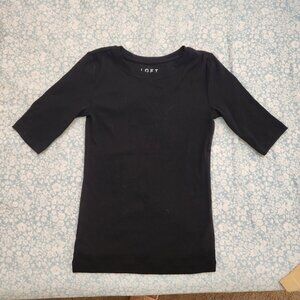 Brand New LOFT Classic Black Three-Quarter Sleeve Top XS